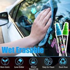 Washable Window Chalk Markers – 10 Colors Jumbo Liquid Chalk Pens, 3 in 1 Nib