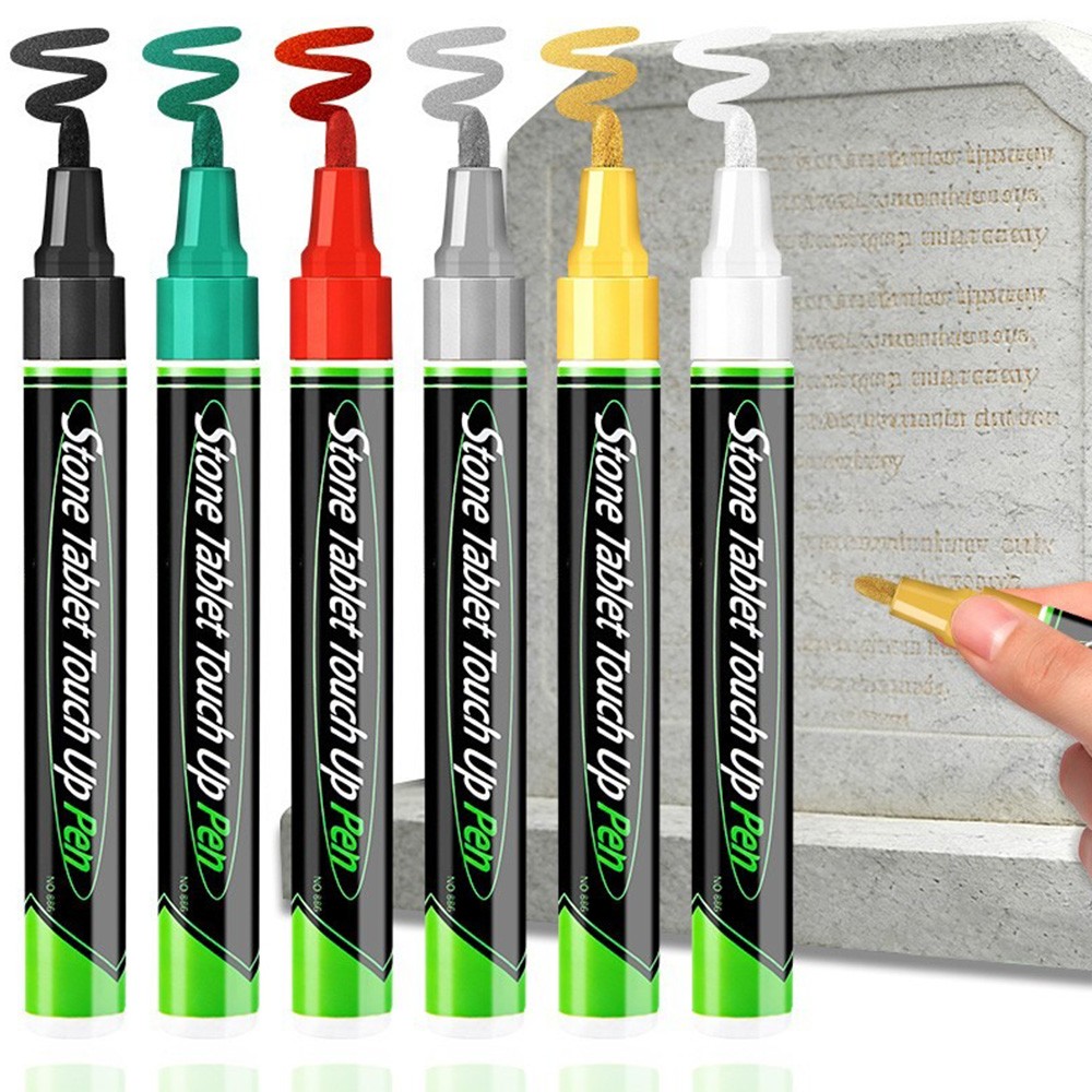 6pcs/1Set Tombstone Marker Pen Quick Drying Marker for Metal Rock Wood Plastic