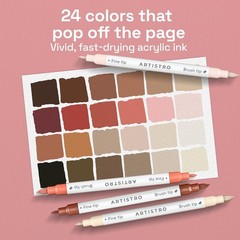 ARTISTRO 24 Skin Tones Acrylic Paint Markers – Paint Pens for Drawing – For Fabr