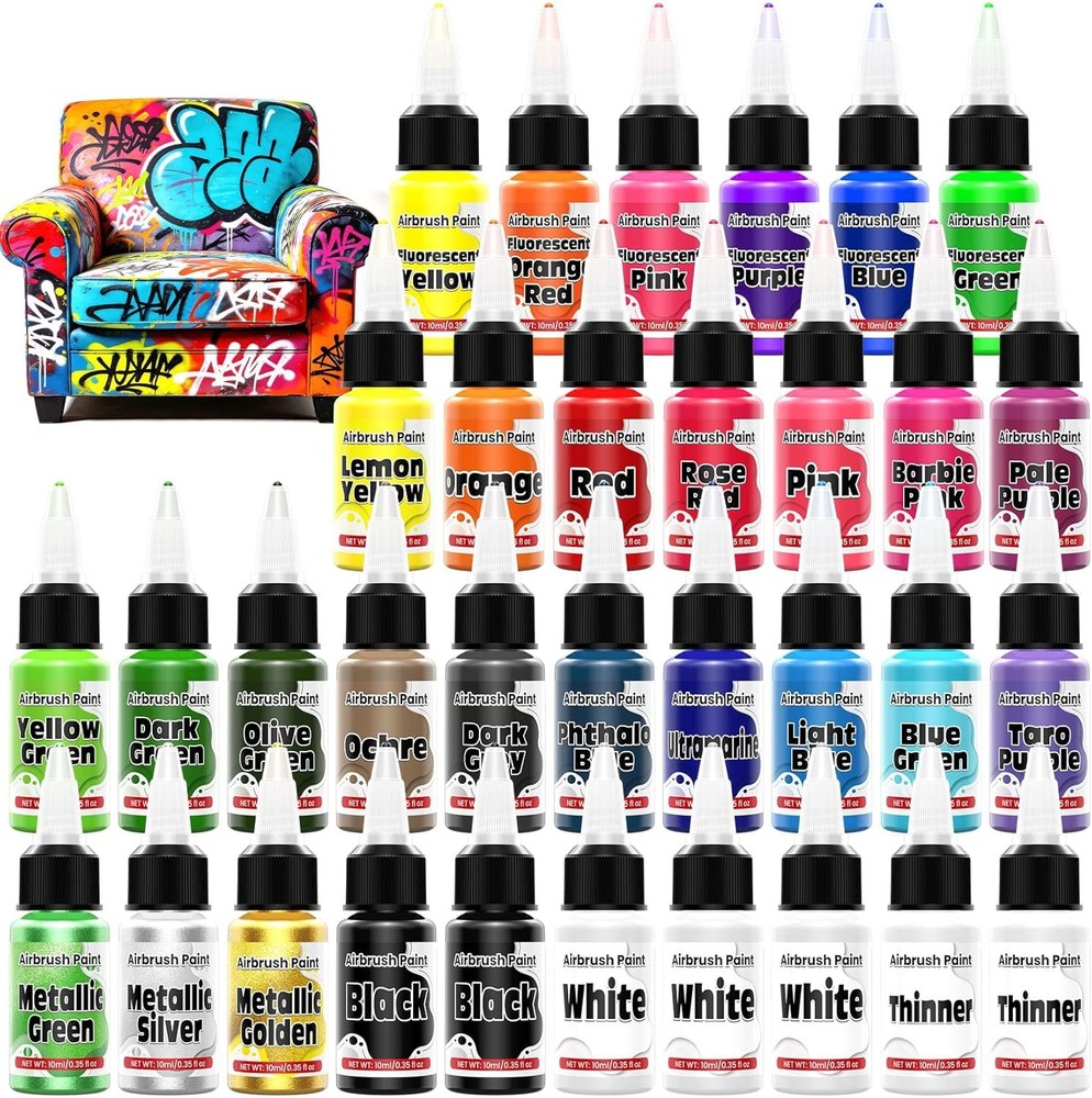 Airbrush Paint – 33 Colors Acrylic Air Brush Painting, Ready to Spray Airbrush M