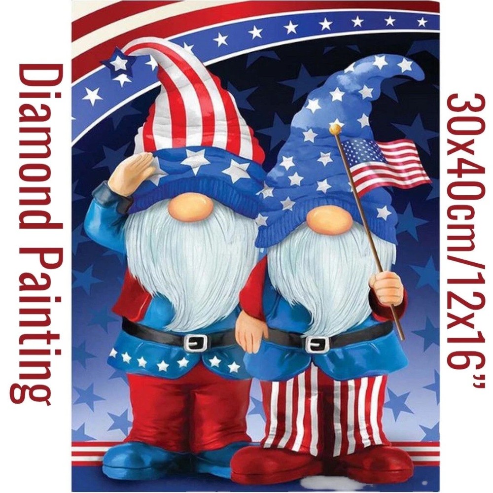 Patriotic Gnomes DIY Full Round Drill 30x40cm Diamond Painting New