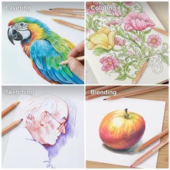 COLOUR BLOCK Piece Colored Pencil Coloring Set – Color Set with Cedar Wood Ha…