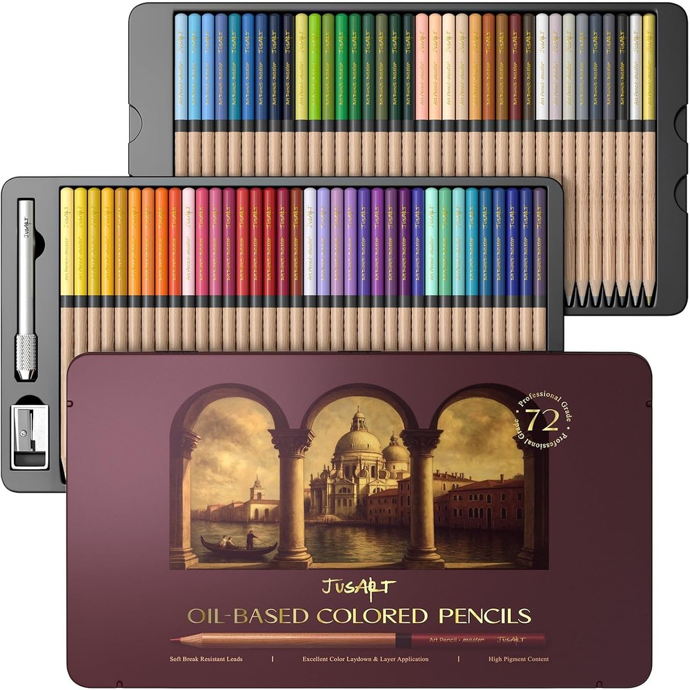 72 Oil-Based Colored Pencils – Soft Core, Durable, Vibrant | Ultra-Smooth Oil Pa