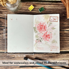 Watercolor Sketchbook, 7.5X5, 140 LB, 300GSM, 100% Cotton Paper, Cold Press, 24