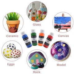 48 Color Acrylic Paint Set 2oz with 12 Brushes – Non-Toxic Art Supplies for Canv