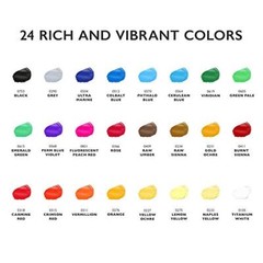 24-Color Acrylic Paint Set 12 ml With 3 Brushes – For Canvas Paper Wood Rock …