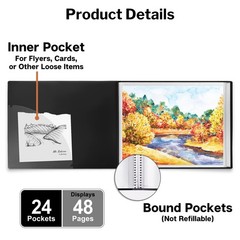 11×14 Portfolio Binder (Black, Horizontal), Presentation Book with 24 Pockets…