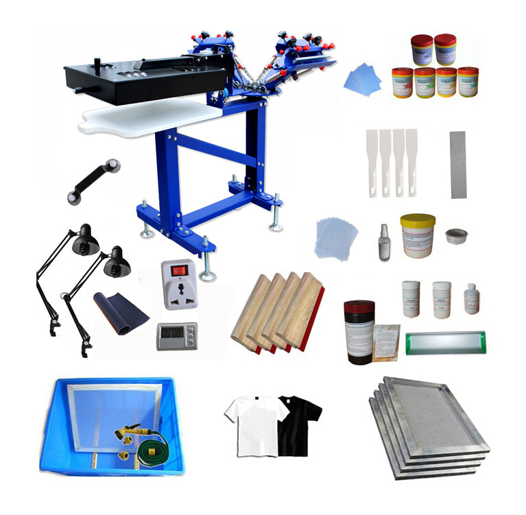 Floor Type 3 Color 1 Station Screen Printing Materials Kit T-shirt Printer