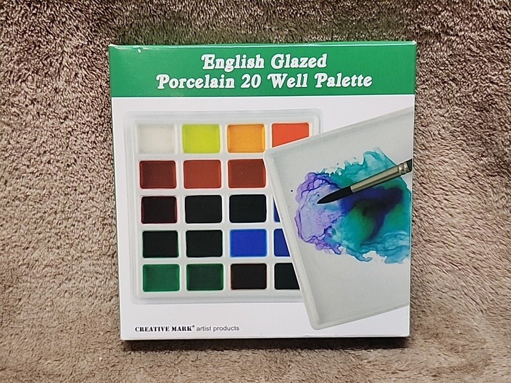 Creative Mark English Glazed Porcelain Palette, with 20 Deep Wells