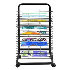 Art Drying Rack – 20/25 Flexible Shelves, Mobile Paint Drying Rack with 4 Wheels