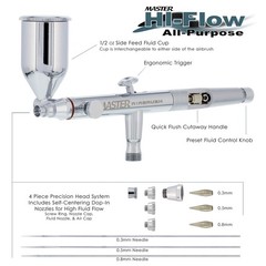 Master SB88 Pro Set Dual-Action Side Feed Airbrush Kit, 3 Nozzles, Gravity Cup