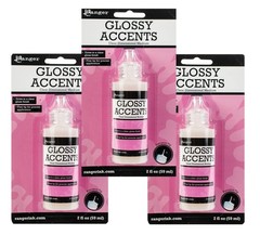 3 Pack Inkssentials Glossy Accents, GAC17042, 2 Ounce Bottle, Precision Tip