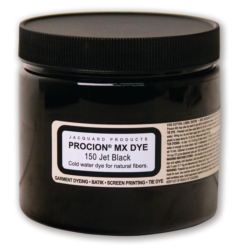 Jacquard Procion MX Jet Black Tie Dye Powder, 8 Ounce Jar for Fabric and