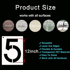 DXCYZ 12 Inch Large Number Stencils Kit 0-9 Address Number Stencil, 10PCS Reu…