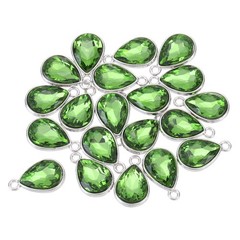 20PCS 12x20mm Alloy Glass Crystal Teardrop Charm Dark Green