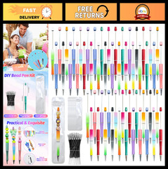 150 DIY Beadable Pen Kit – 50 Ballpoint Pens with Refills & Bags – School Suppli