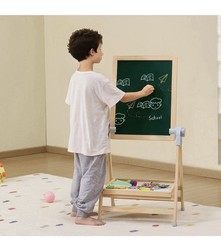 2-in-1 Kids Art Easel Double-Sided Wooden Magnetic Whiteboard Chalkboard