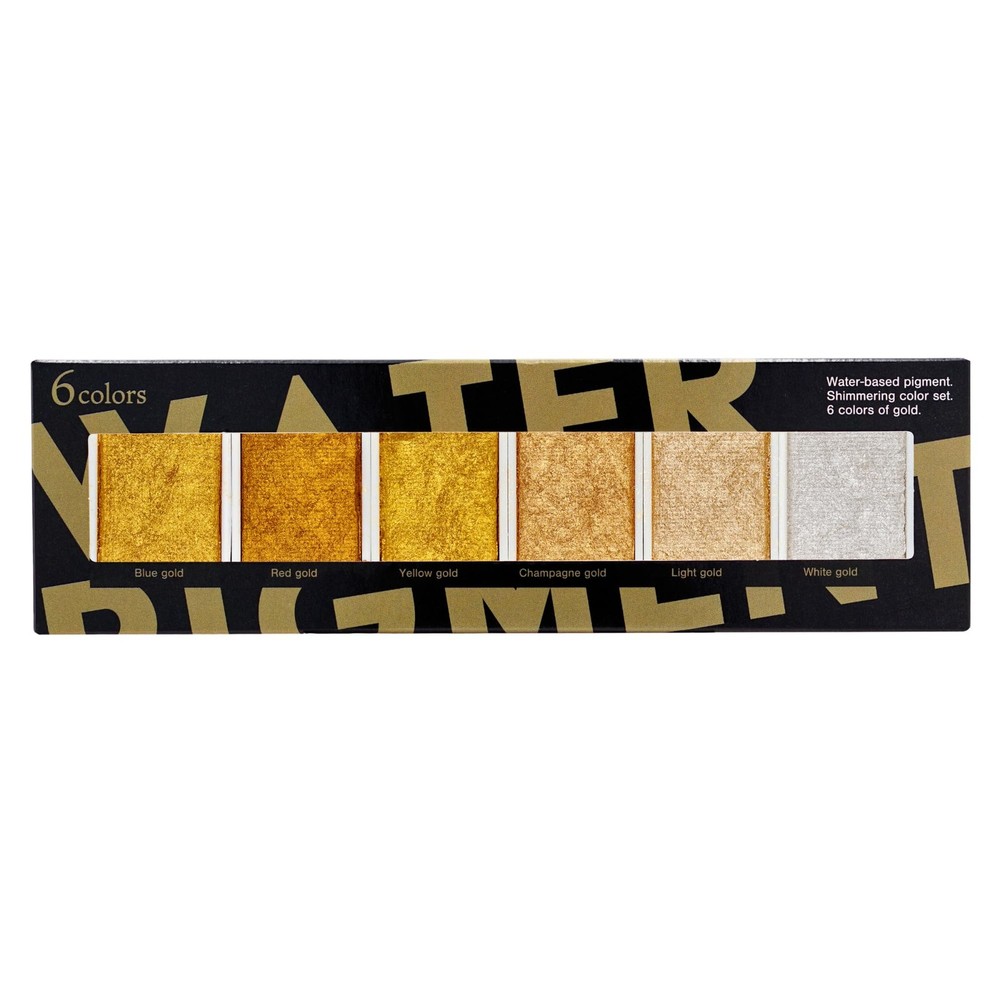 Japan keystone Golden Artistry Metallic Watercolor Paint Set, 6 Colors | Rich me