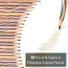 – Rainbow Pencils Bulk, 30 Pack, 4-In-1 Multi-Color Rainbow Colored Pencils, Vib