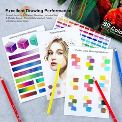 80 Colored Pencils, Soft Core Color Pencil Set for Adult Coloring Books Artist..
