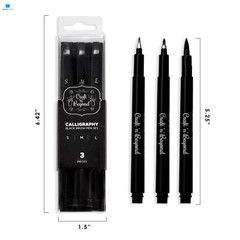 Craft ‘n’ Beyond Calligraphy Brush Pens 1 Count (Pack of 3), Black- Pack 3