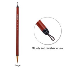 8mm Chinese Calligraphy Brushes Ink Painting Writing Alloy Handles Red Brown