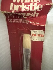 Vintage Craftint Size 8 White Bristle Brush #5308 Artist Brush