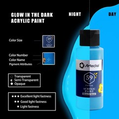 Glow In The Dark Paint 6 Colors 60 Ml / 2 Oz Acrylic Paint For Decoration Art Pa