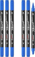 Overseas Blue Acrylic Paint Markers, 6 Pack Dual Tip Paint Pens Acrylic Markers