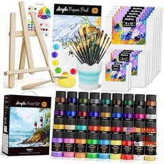 Acrylic Paint Canvas Set for Adults, 80PCS Art Painting Supplies Kit 36 colors