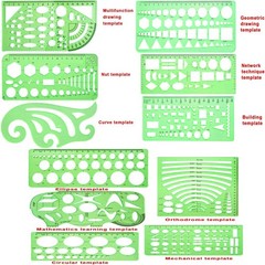 QincLing 11 Pieces Geometric Drawings Templates Stencils 28 cm x 21 cm, 4 Pcs