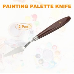 2pcs Painting Palette Knife 2.2 x 0.59 Inch Stainless Steel with Wood Handle