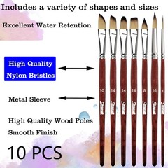 Watercolor Brushes Professional，10 PCS Artist Paint Brush Shapes Including Po…