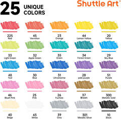 25 Colors Dual Tip Acrylic Paint Markers, Brush Tip and Fine Tip Acrylic Paint P