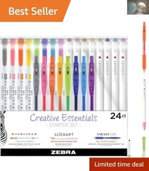 No Bleed Essentials Writing Set: 24 Assorted Tools for Highlighting & Journaling