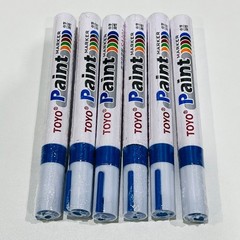 6-PACK BLUE Tire Lettering Paint Marker Pen Waterproof Permanent Automotive 6pzs