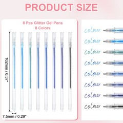 1 mm Glitter Gel Pens, 8 Pcs Fine Point Colored Gel Pens, Blue Series