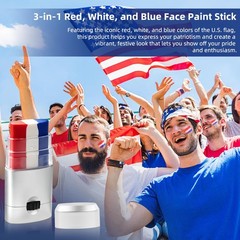 Patriotic Red White Blue Face Paint Stick Makeup for 4th 1 Psc-Silver Housing