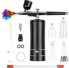 Cordless Airbrush Kit w/ Compressor Rechargeable Spray Gun for Art Nail