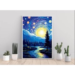 Starry Night Diamond Art Painting Kits for Adults, Full Drill Diamond Dots Paint