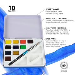 Daler-Rowney Mini Half Pan Travel Tin, 12 Piece Set, Colors May Vary