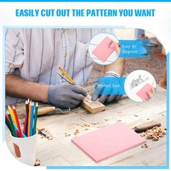 10 Pcs 4 x 6 Pink Soft Rubber Art Linoleum Carving Block Crafts
