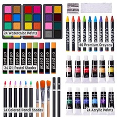 175 Piece Deluxe Art Set with 2 Drawing Pads, Acrylic Paints, Assorted Colors