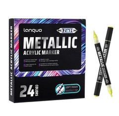 Metallic Acrylic Paint Markers, 24 Colors Dual Tip Acrylic Metallic Markers S…
