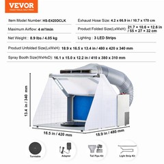 Airbrush Spray Booth Kit Dual Fans LED Lights Exhaust Hose Portable Paint