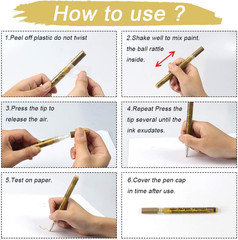 Paint Pen Gold Silver Metallic Permanent Acrylic Markers Set for Fabric Glass Ro