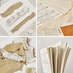 Zonon 114 Pieces 2 Sets Junk Journal Pages Vintage Ephemera Multiple colors