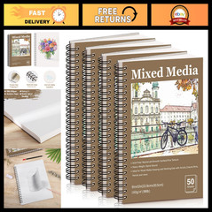 4 Pack Mixed Media Sketchbooks 9×12″ Heavyweight 98lb Spiral Bound 200 Sheets fo