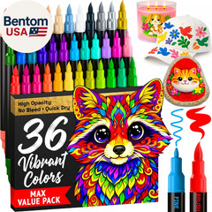36 Acrylic Paint Markers – Paint Pens for Drawing, Brush + Fine Tips – for Fabri
