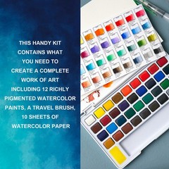 Woomer Watercolor Paint Set, 36 Vibrant 36 Count (Pack of 1), 36 Colors
